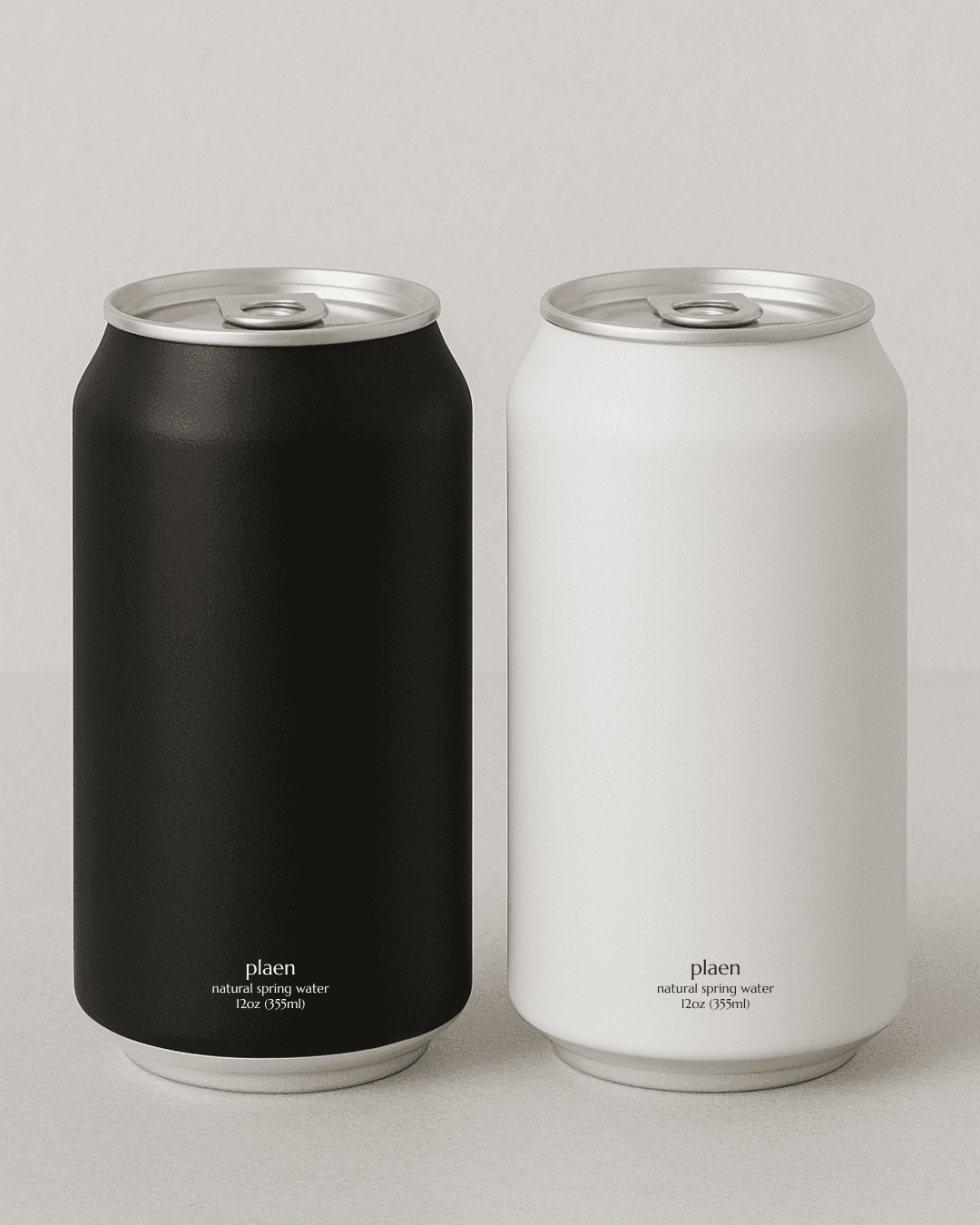 plaen water cans in matte black and matte white